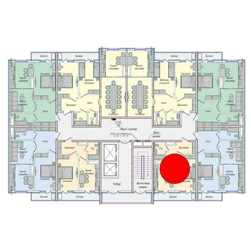 1-комнатная квартира 35.73 м²  7/7 этаж