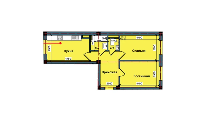 2-xonali xonadon 55.2 m²  2/10 qavat | NUR BARAKA Turar-joy majmuasi