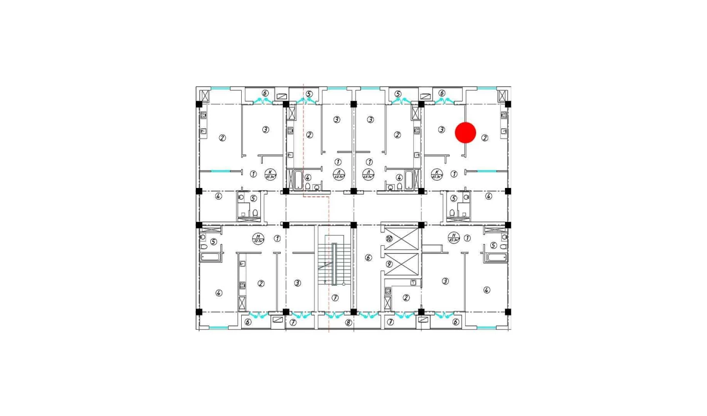 3-xonali xonadon 65.3 m²  13/13 qavat