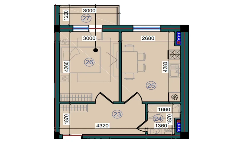 2-xonali xonadon 79.8 m²  7/7 qavat | Bristol Turar-joy majmuasi