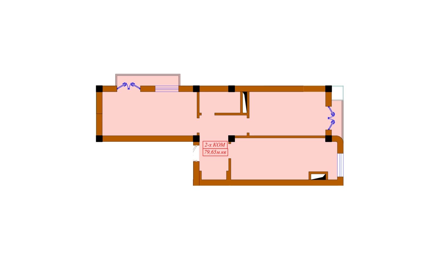 2-комнатная квартира 74.8 м²  4/4 этаж