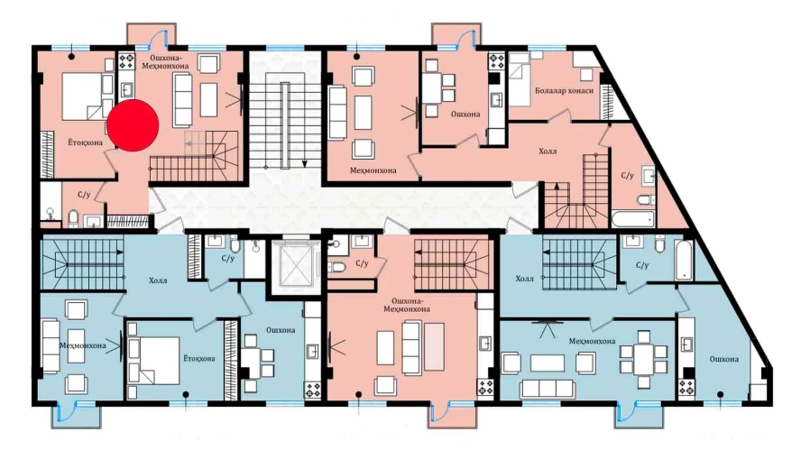 3-комнатная квартира 42.56 м²  7/7 этаж