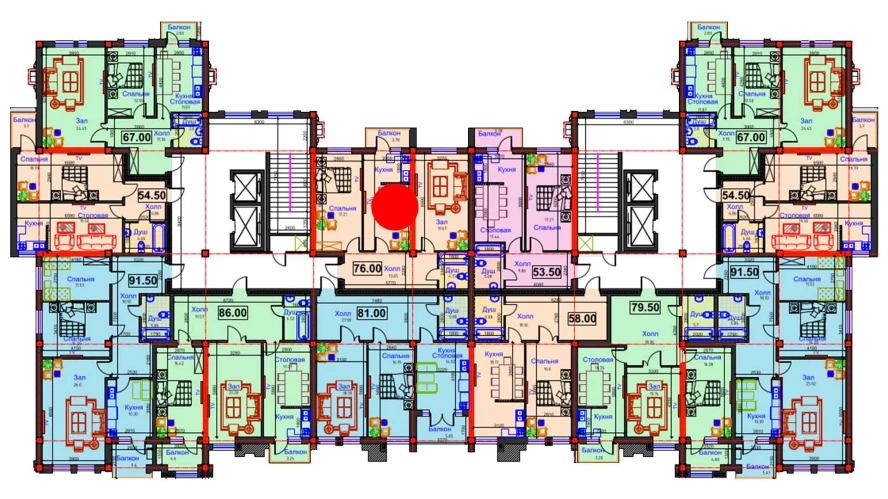 2-комнатная квартира 76 м²  12/12 этаж