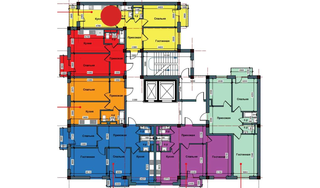 2-комнатная квартира 60.8 м²  4/4 этаж