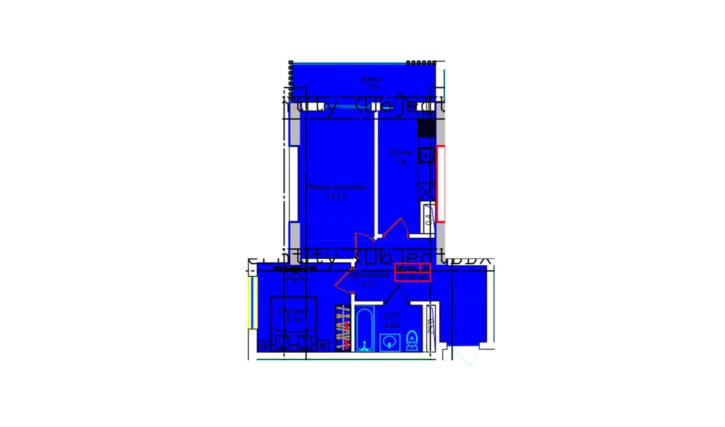 2-xonali xonadon 50.64 m²  15/15 qavat