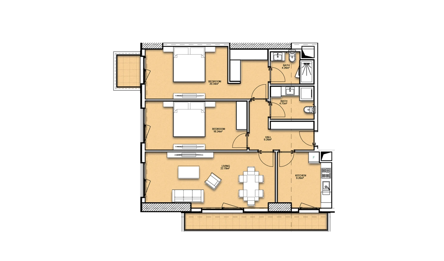 3-комнатная квартира 99.05 м²  11/11 этаж