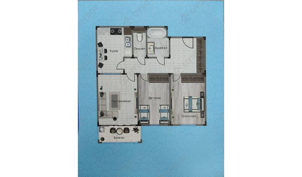 3-комнатная квартира 71.2 м²  1/1 этаж