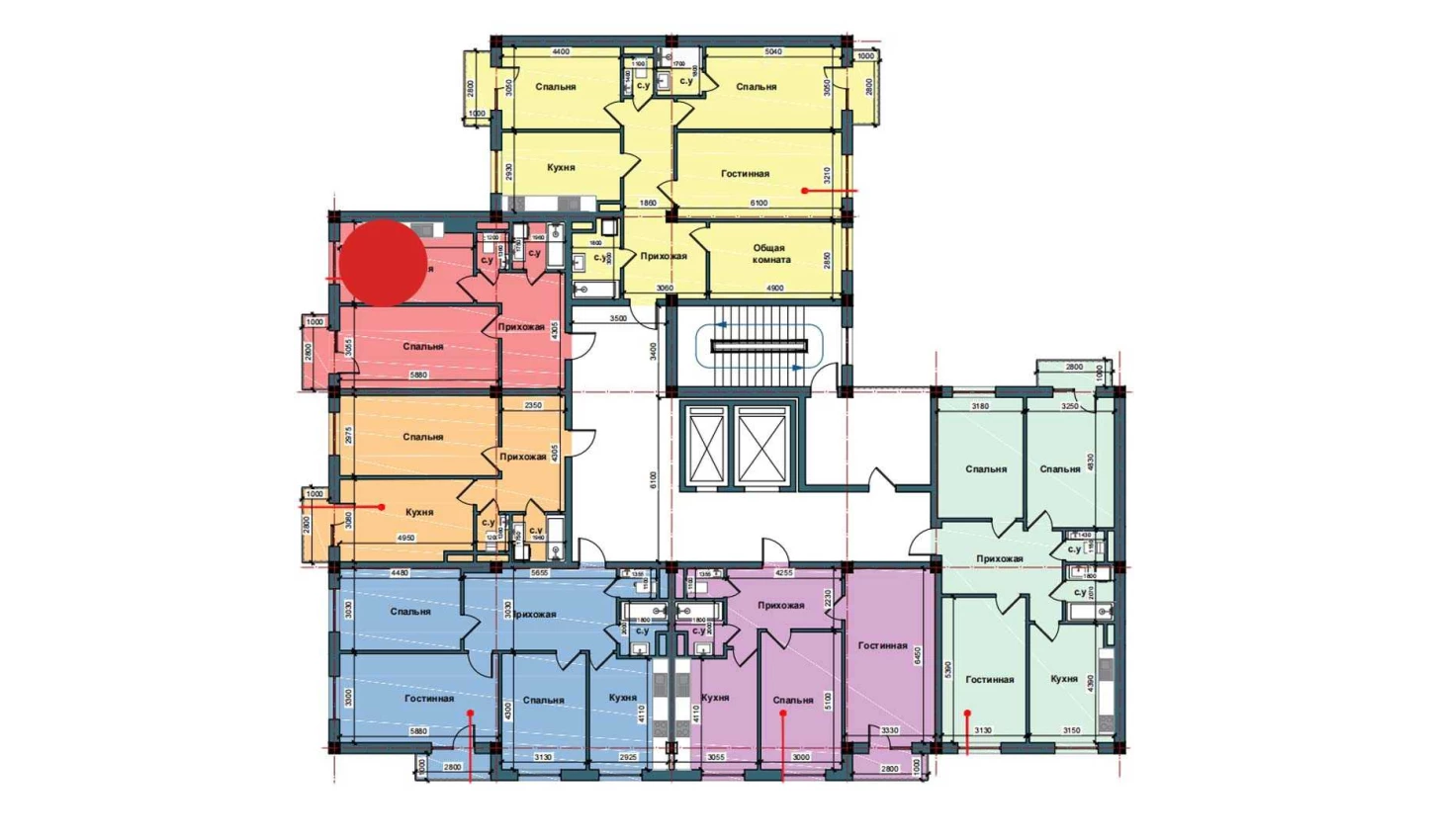 1-xonali xonadon 54.3 m²  5/5 qavat