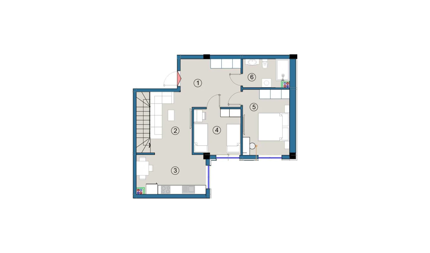 2-комнатная квартира 65 м²  1/1 этаж