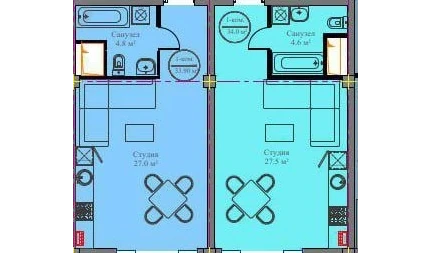 1-комнатная квартира 34 м²  2/2 этаж