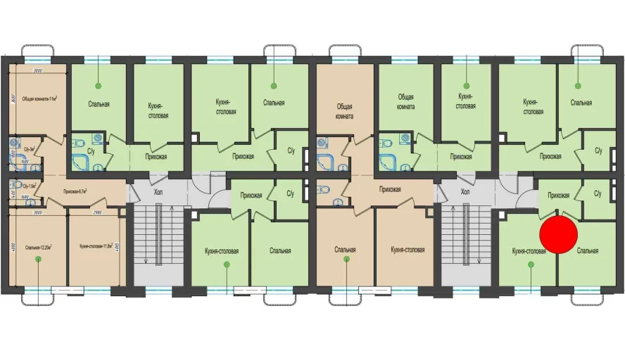 1-комнатная квартира 29 м²  1/1 этаж