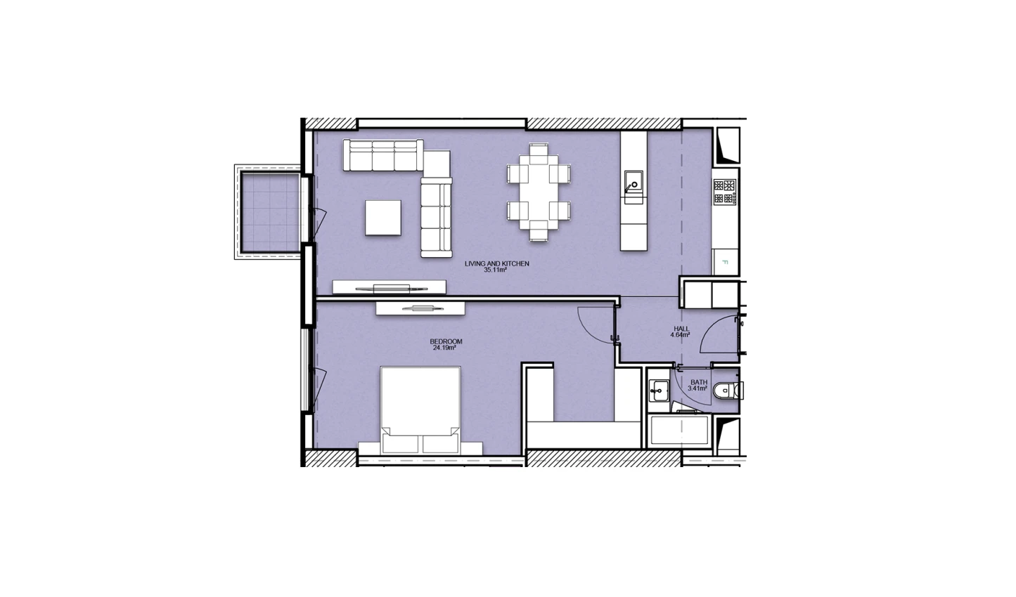 2-комнатная квартира 71.36 м²  21/21 этаж