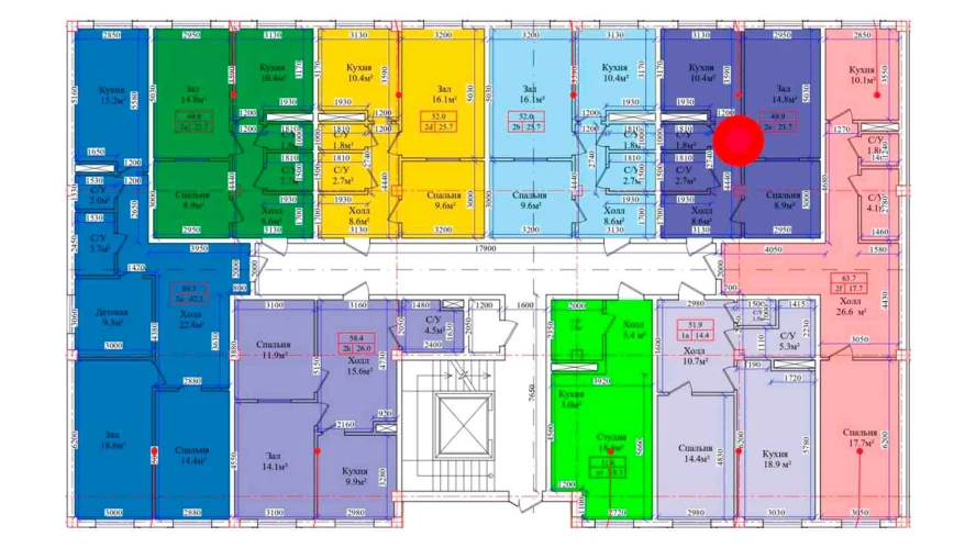 2-комнатная квартира 49.9 м²  1/1 этаж