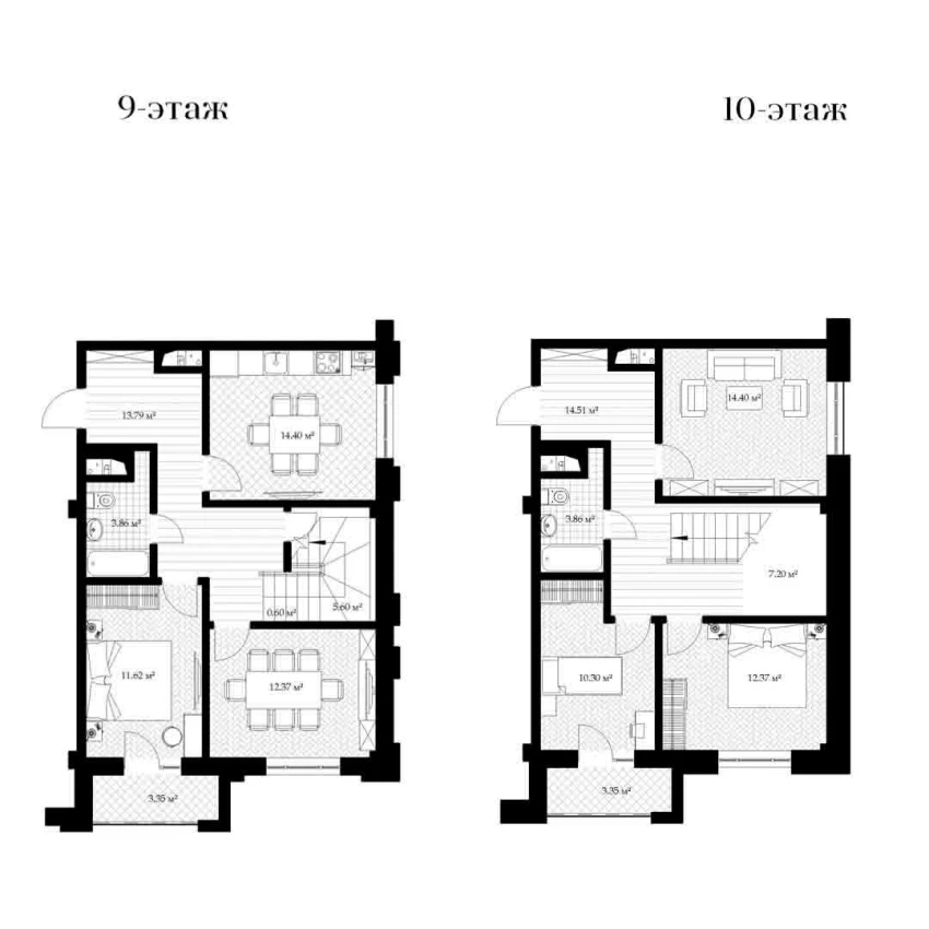 2-комнатная квартира 131.86 м²  9/9 этаж