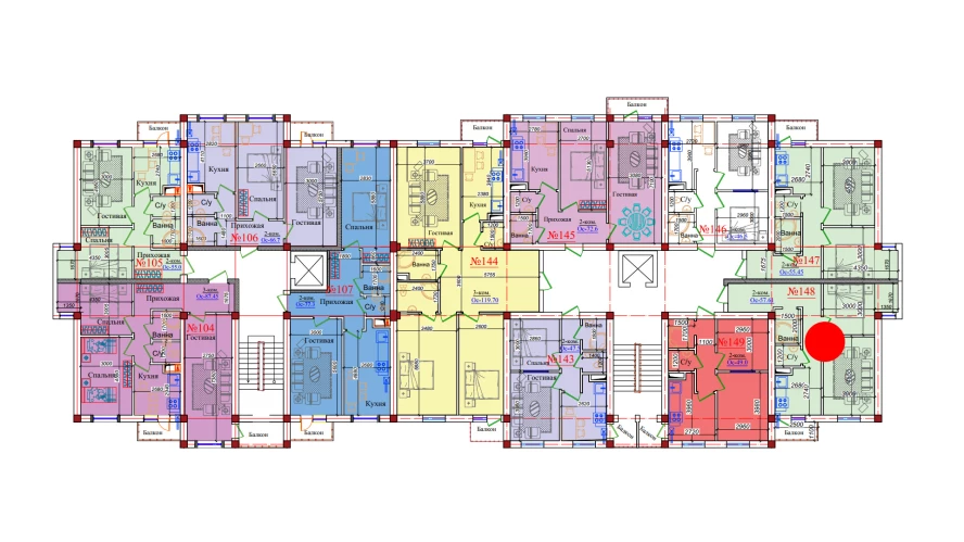 2-комнатная квартира 57.61 м²  9/9 этаж