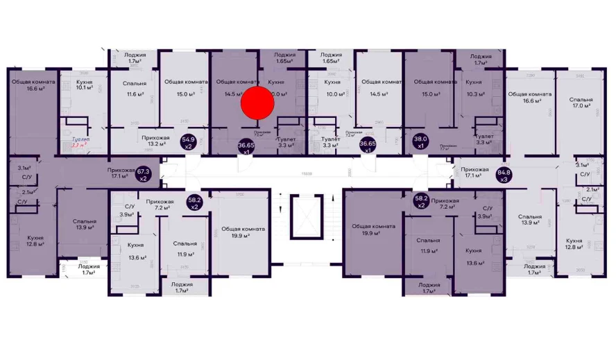 1-комнатная квартира 36.65 м²  3/3 этаж