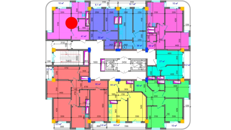 2-комнатная квартира 51 м²  4/4 этаж