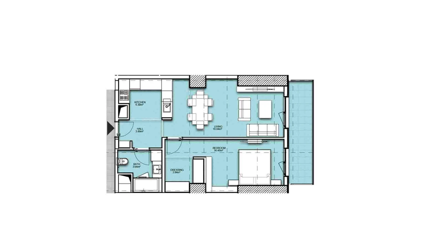 2-комнатная квартира 63.8 м²  5/5 этаж