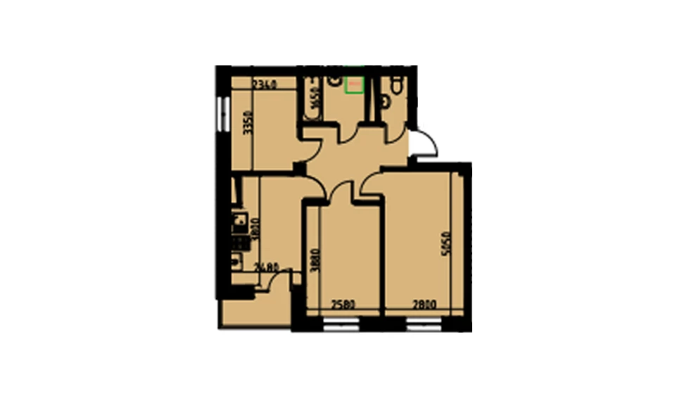 3-комнатная квартира 55.32 м²  7/7 этаж