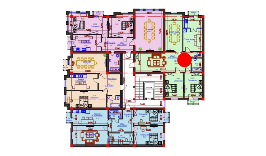 3-комнатная квартира 122 м²  6/10 этаж | Жилой комплекс AFROSIYOB