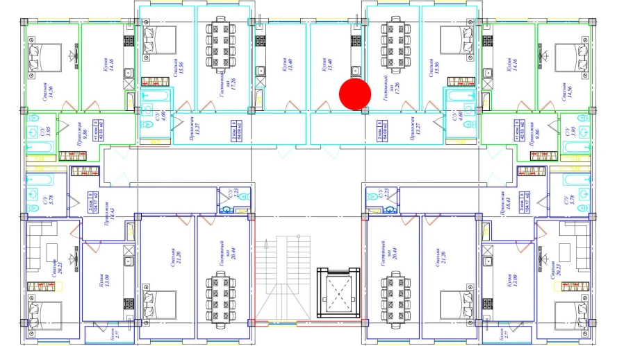 2-комнатная квартира 64.09 м²  7/7 этаж