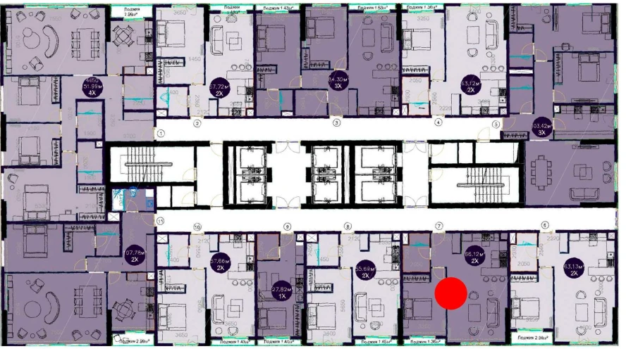 2-комнатная квартира 66.12 м²  2/2 этаж