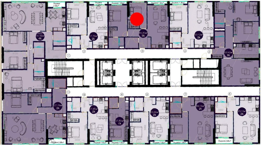 3-комнатная квартира 84.3 м²  2/2 этаж