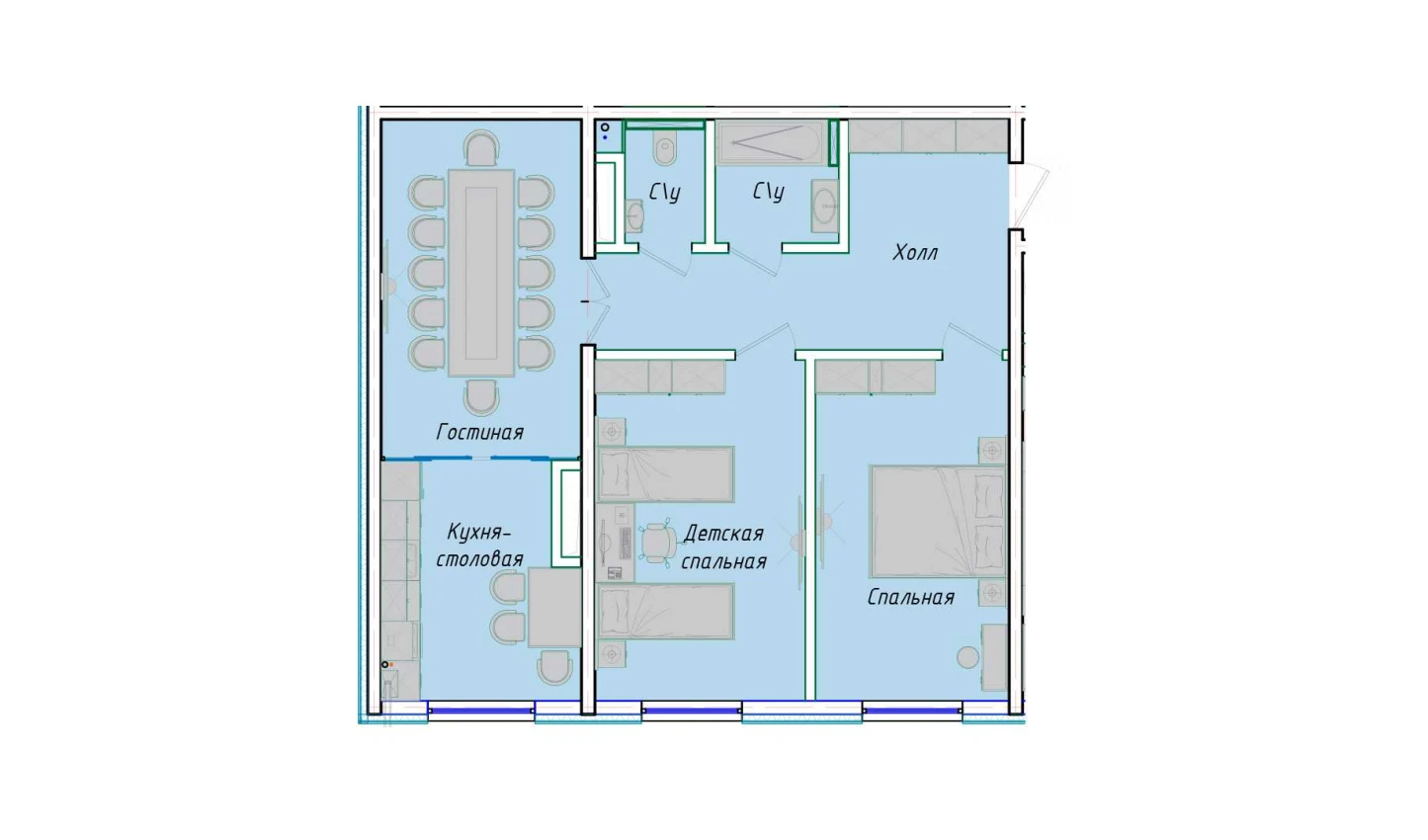 3-комнатная квартира 76.66 м²  1/1 этаж