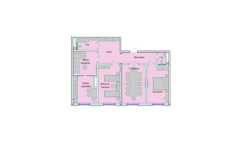 4-xonali xonadon 90.54 m²  1/12 qavat | SERGELI CITY Turar-joy majmuasi