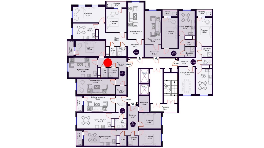 3-комнатная квартира 81.3 м²  6/6 этаж