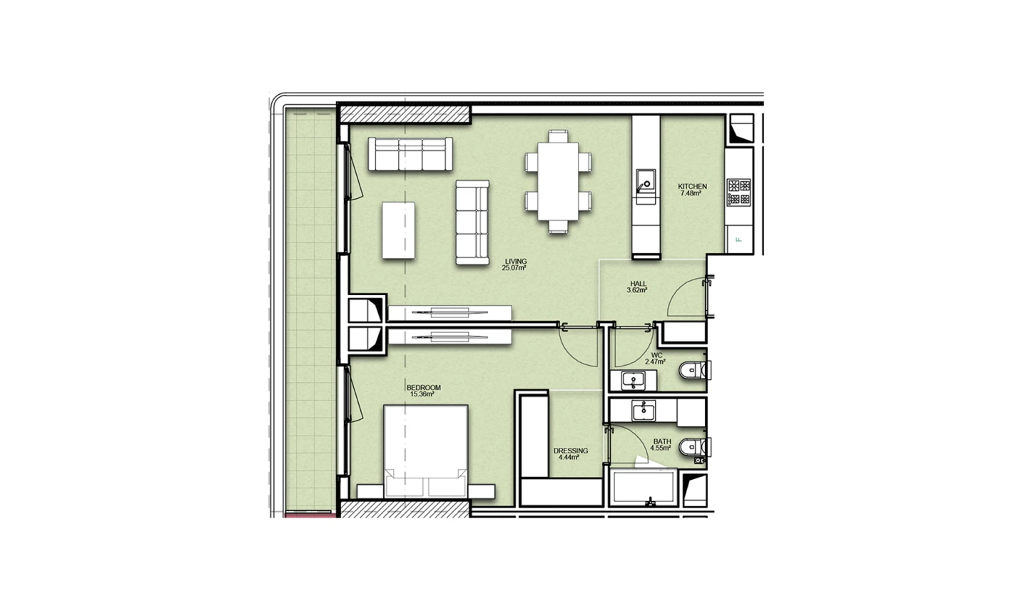 2-комнатная квартира 73.98 м²  17/17 этаж