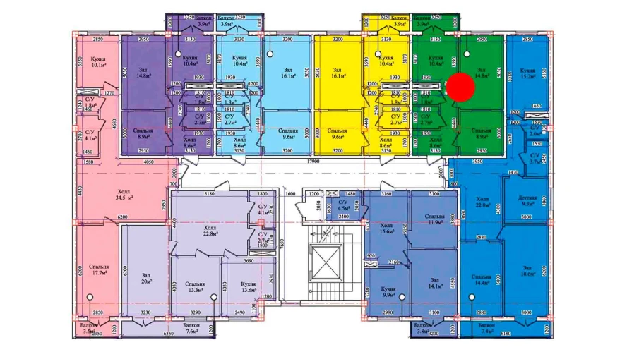 2-комнатная квартира 50.7 м²  9/9 этаж