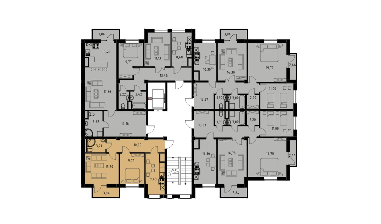 2-комнатная квартира 47.1 м²  3/3 этаж