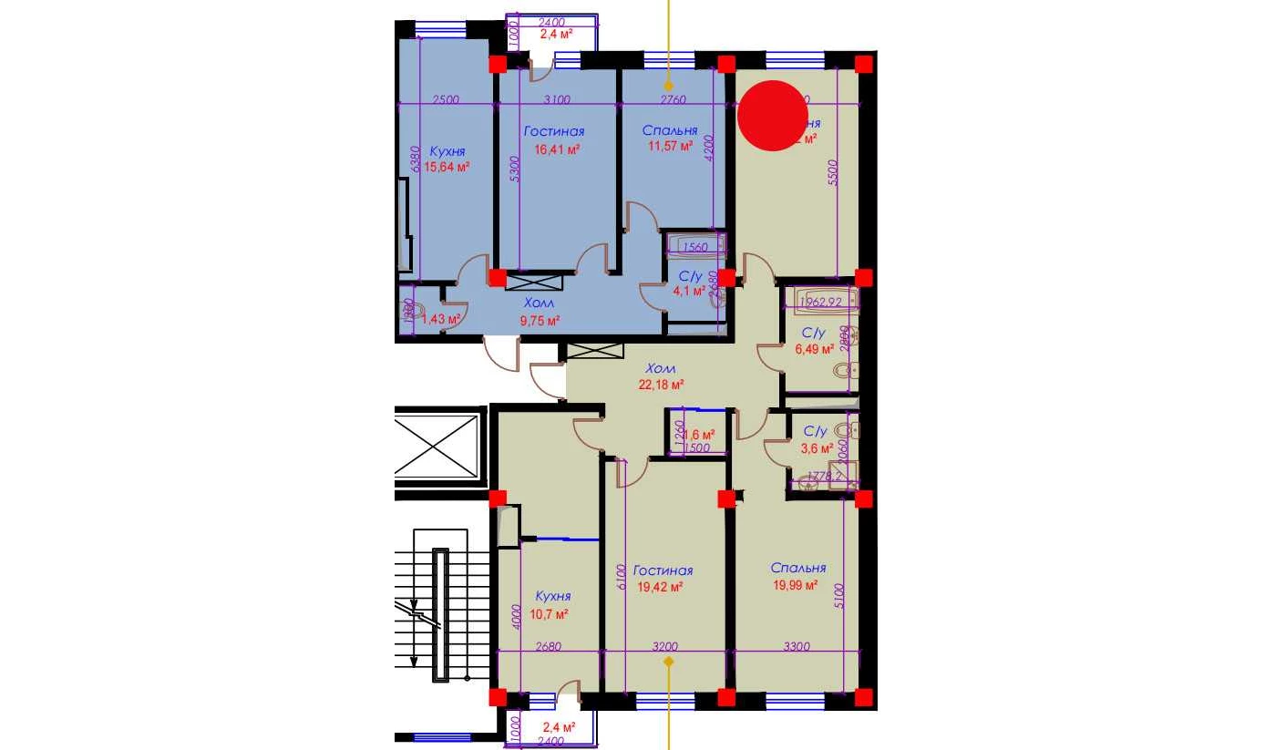 3-комнатная квартира 108.22 м²  7/7 этаж