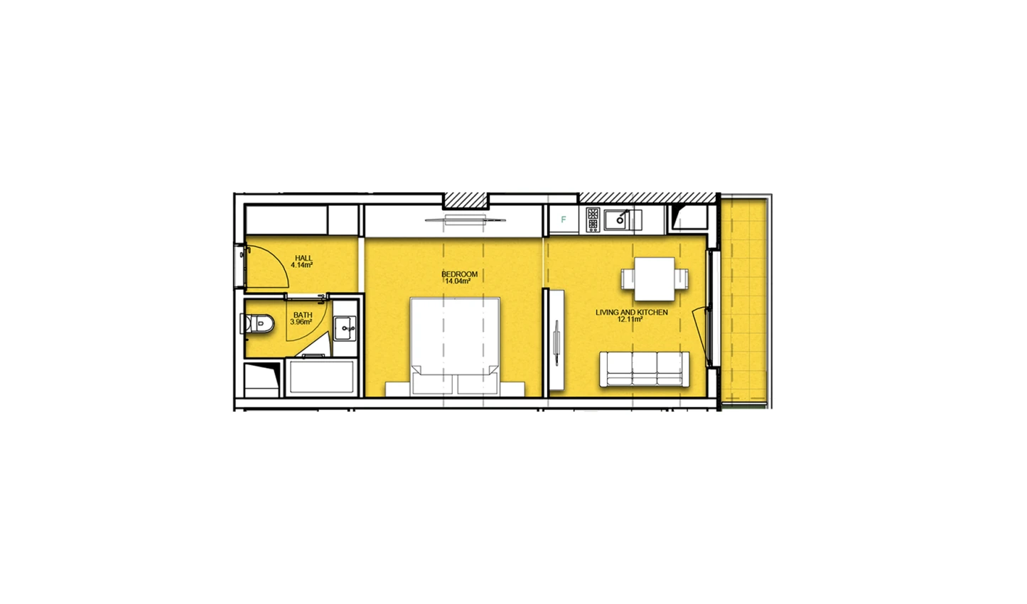 1-комнатная квартира 39.38 м²  17/17 этаж