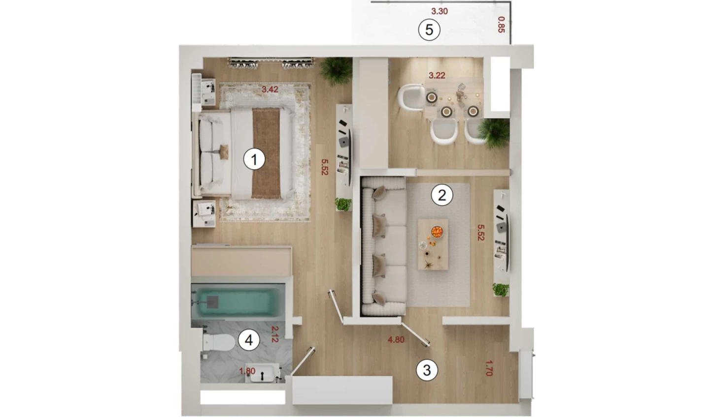 1-комнатная квартира 47.8 м²  10/10 этаж