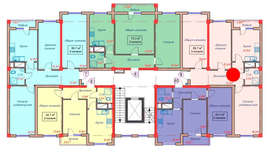 3-комнатная квартира 85.7 м²  4/4 этаж