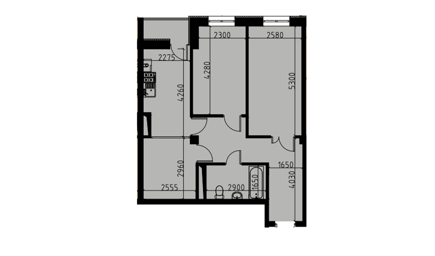 2-комнатная квартира 60.35 м²  9/9 этаж