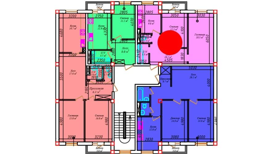 1-комнатная квартира 58 м²  4/4 этаж