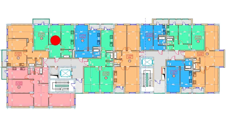 2-комнатная квартира 70.7 м²  9/9 этаж