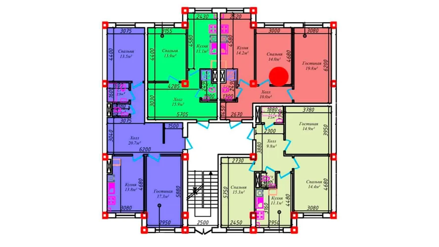 2-комнатная квартира 74.1 м²  6/6 этаж