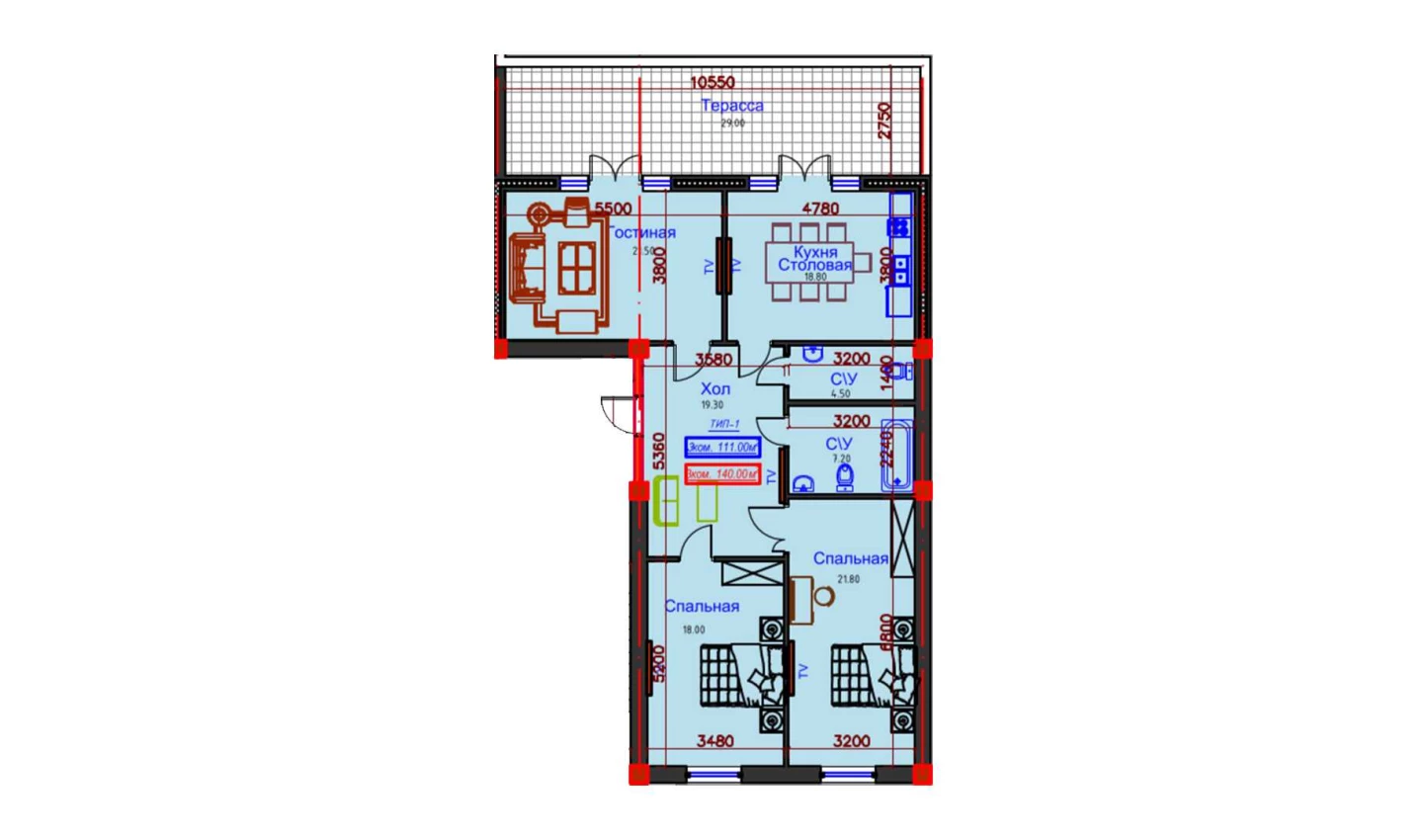 6-комнатная квартира 62 м²  9/9 этаж