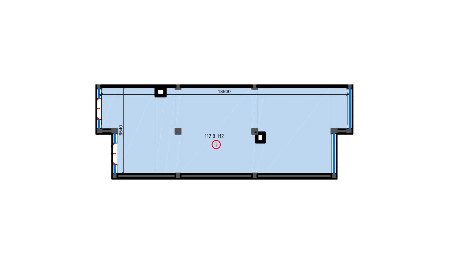 1-комнатная квартира 112 м²  1/1 этаж