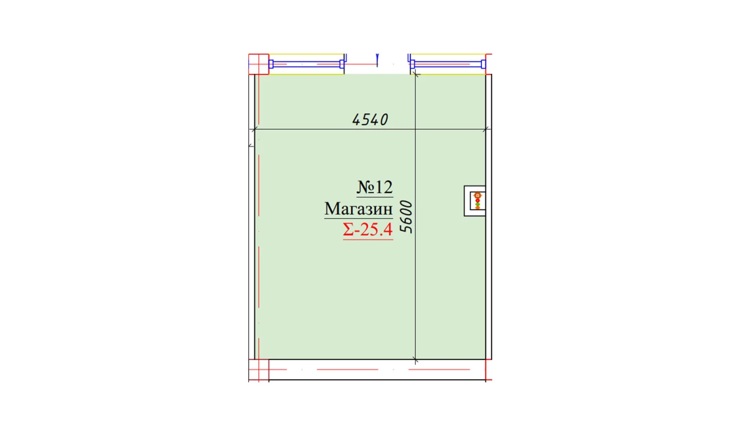 1-комнатная квартира 25.4 м²  1/1 этаж