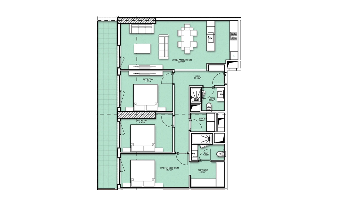 4-xonali xonadon 112.73 m²  19/19 qavat