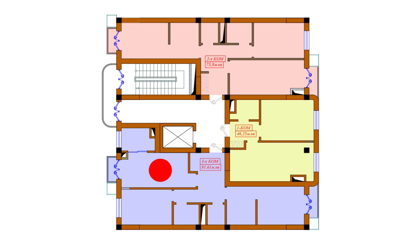 3-xonali xonadon 81.61 m²  2/2 qavat