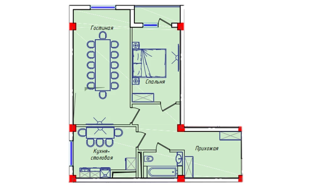 2-комнатная квартира 72.44 м²  3/3 этаж