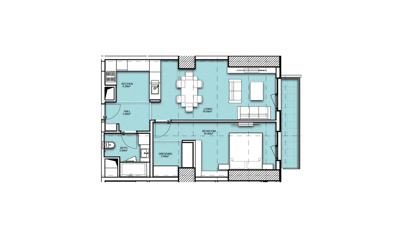 2-комнатная квартира 60.46 м²  18/18 этаж