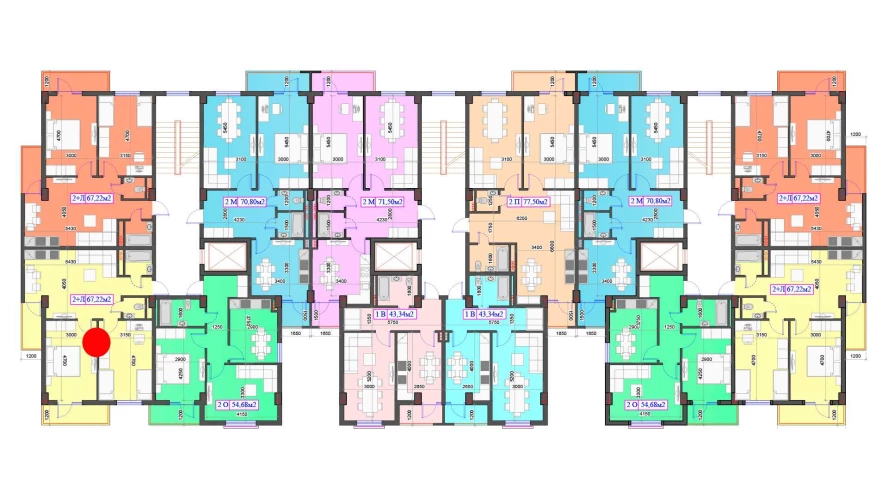 2-комнатная квартира 67.22 м²  6/6 этаж