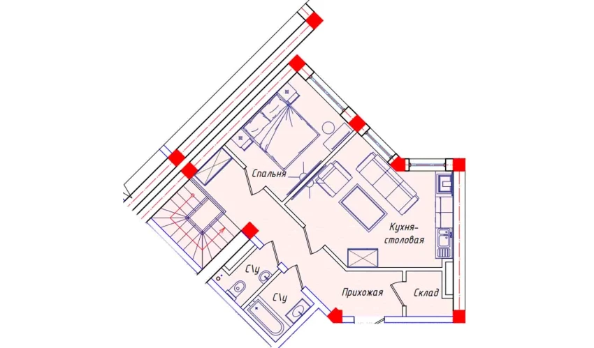 3-xonali xonadon 115.4 m²  1/8 qavat | STAR HOUSE RESIDENCE Turar-joy majmuasi